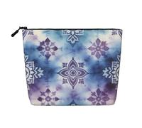 Neceser grande con estampado de formas monocromáticas para artículos esenciales de viaje y regalos de cumpleaños, Tinte anudado índigo, One Size