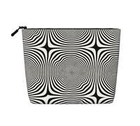 Neceser grande con estampado triangular de píxeles, para artículos esenciales de viaje y regalos de cumpleaños, Dizzy Lines, One Size