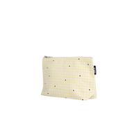 Neceser grande - Organizador de cosméticos para hombre y mujer - Neceser de viaje con estampado - 100% algodón orgánico - Gran compartimento principal - GOTS, punto verde certificado, carbón, Greige