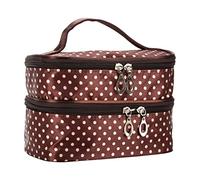 Neceser grande para cosméticos para mujer, neceser de viaje doble lavado rosa rojo acolchado de cuero, c, Talla única