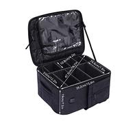 Neceser grande portable, profesional de viaje, bolsa organizadora con correa ajustable y separadores, color negro, 21 x 34 x 41 cm., Negro , Neceser de maquillaje