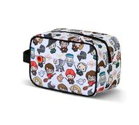 Neceser Harry Potter Personajes Chibi Multicolor 25x16x13 cm | Gran capacidad con asa lateral, doble bolsillo, tiradores 9¾ y organizador de aseo unisex