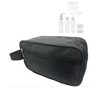 Neceser Hombre para Viaje Impermeable, Bolsa de baño, Hombre, Mujer, Cremallera termosellada, Bolsa de Aseo Grande, Kit avión, Pack con Botellas de Viaje, Kit Viaje avión. 24cm x 14cm x 9 cm, Negro