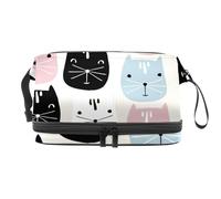 Neceser infantil de doble capa con cara de gato para mujeres y niñas, neceser de viaje, bolsa organizadora de maquillaje con compartimento para cepillos, multicolor, 27x15x14 cm/10.6x5.9x5.5 in,
