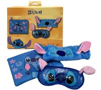 Neceser Infantil Stitch - Antifaz para Dormir, Diadema, Regalo Niña | Set 3 en 1 Stitch: neceser floral, diadema de peluche con orejas y antifaz de gel para dormir, regalo ideal