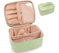 Neceser Maquillaje, 25x17x12 cm Neceser Maquillaje Organizador con Bolsillo para Cepillo, para Mujeres y Niñas (Verde)