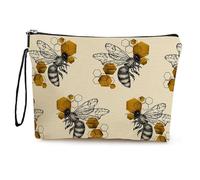 Neceser Maquillaje Abejas Grises Neceser Maquillaje,Neceser Pequeño con Cremallera,Portátiles Neceser Mujer,Bolsa Maquillaje,Monedero Pequeño,Bolsa Maquillaje Impresa