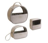 Neceser Maquillaje Conjunto de Tres Piezas de Bolsa de cosméticos semicircular Impermeable de PU portátil, Bolsa de Almacenamiento, Bolsa de Aseo de Gran Capacidad for Viaje (Color : C, Size : F)