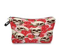 Neceser Maquillaje Cráneo Rojo Neceser Maquillaje,Neceser Pequeño con Cremallera,Portátiles Neceser Mujer,Bolsa Maquillaje,Monedero Pequeño,Bolsa Maquillaje Impresa