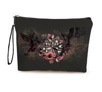 Neceser Maquillaje Cuervo Negro Neceser Maquillaje,Neceser Pequeño con Cremallera,Portátiles Neceser Mujer,Bolsa Maquillaje,Monedero Pequeño,Bolsa Maquillaje Impresa
