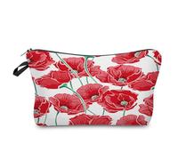 Neceser Maquillaje Flores Rojas Neceser Maquillaje,Neceser Pequeño con Cremallera,Portátiles Neceser Mujer,Bolsa Maquillaje,Monedero Pequeño,Bolsa Maquillaje Impresa