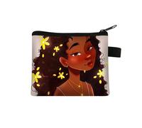 Neceser Maquillaje Una Chica De Piel Negra Monedero para Niños,Neceser De Maquillaje,Neceser Pequeño con Cremallera,Portátiles Neceser Mujer,Monedero Pequeño con Cremallera,Bolsa Maquillaje Impresa,