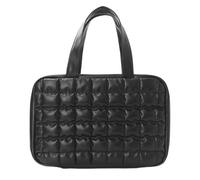 Neceser Mujer DiseñO A Cuadros Cuero SintéTico Neceser Maquillaje 4 Veces Gran Capacidad Resistente Al Agua Y A Las Manchas Estuche Maquillaje Sencillo Y Elegante Negro