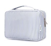Neceser mujer grande - Neceser para colgar, neceser para hombre y mujer - bolsa de aseo 1, Rayas Gris-Azul