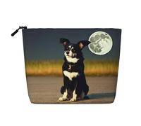 Neceser Multifuncional de Gran Capacidad con Cremallera, Impermeable, con diseño de Perro bajo la Luna, Ideal para Viajes de Negocios y el hogar. Monedero de cosméticos.