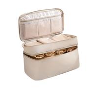 Neceser multiusos con cremalleras bloqueables, plegable, para viajes, organizado, para ropa interior, almacenamiento de cosméticos, Khaki, Mass Beauty