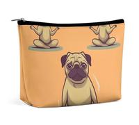 Neceser, Neceser de Viaje, Estuche Organizador de Maquillaje con Estampado de Perro Pug practicando Yoga, Monedero de Amplia Apertura, artículos Esenciales de Viaje, Accesorios de Aseo Personal