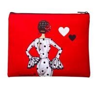 Neceser o Estuche Granada “Flamenca María Blanco” - Diseño Doble Cara - Fondo Rojo con Lunares Blancos - 22x17 cm - Impermeable - Bolsa de Aseo, Maquillaje o Material Escolar