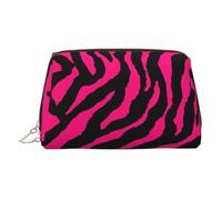 Neceser organizador de artículos de tocador de piel rosa con diseño de cebra, tigre, leopardo, bolsa de maquillaje para mujer, Gold, Talla única, Neceser