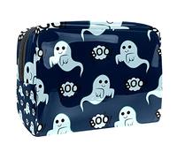 Neceser organizador de cosméticos con diseño de calabaza y fantasma de Halloween dibujado a mano, Multicolor 04, 18.5x7.5x13cm/7.3x3x5.1in, Estuche de belleza