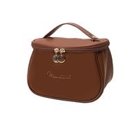 Neceser Organizador de Maquillaje Cute PU Makeup Bag For Women Toiletries Organizer Waterproof Travel Make Up Pouch Female Large Capacity Portable Cosmetic Case(Brown)