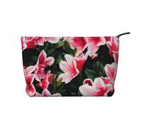 Neceser organizador de maquillaje de pana con flores rosas y flores rosadas, Black, Talla única