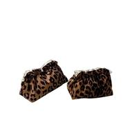 Neceser Organizador de Maquillaje Large Capacity Cosmetic Bag Stylish Multifunctional Portable Cosmetic Bag Storage Bag Leopard Print Storage Make Up Organizer(Dark Brown-S)