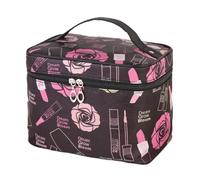 Neceser Organizador de Maquillaje Portable Travel Wash Bag Female Transparent Waterproof Makeup Storage Pouch Large Capacity Cosmetic Organizer Beauty(Black Rose)