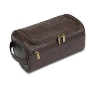 Neceser Organizador de Maquillaje Solid-Color Zipped Wash Bags Soft PU Leather Toiletry Bag Portable Waterproof Travel Makeup Bags Travel Storage(Tawny)