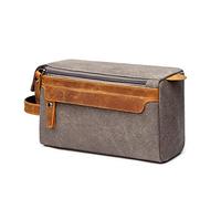 Neceser para Hombre, Kit de Afeitado, Bolsa de Cuero de Caballo, Bolsa de Afeitar de Viaje, Bolsa de Aseo para Hombre, Lona