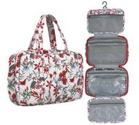 Neceser para hombre y mujer, bolsa de aseo con 4 compartimentos, resistente al agua, rojo, moderno