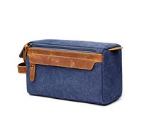 Neceser para Hombres Kit de Afeitar Bolsa Kit de Cuero Bolsa de Afeitar de Viaje Bolsa de Aseo para Hombres Lona (Color : Blue)