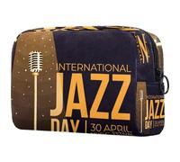 Neceser para mujer, con cremallera, para el Día Internacional del Jazz, 30 de abril, para festival de música, neceser de viaje, bolsa organizadora grande para maquillaje, multicolor,
