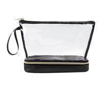 Neceser Para Viajar, Kit De Inodoro Transparente De Viaje, Estuche De Cosméticos, Bolsa De Viaje De Doble Capa Con Cremallera, Organizador De Productos, Rosa, Se Référer 22x9x16cm, Negro