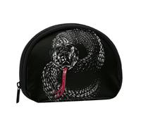 Neceser pequeño con Estampado de Serpiente Cobra Negra para Guardar Toallas sanitarias y Maquillaje, Monedero para cosméticos de Mujer.