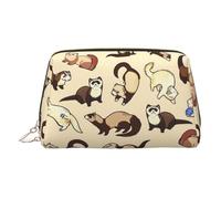 Neceser pequeño panda para cosméticos, bolsa de maquillaje portátil de viaje, piel de PVC, con compartimentos, Gold, One Size