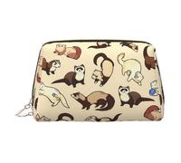 Neceser pequeño panda para cosméticos, bolsa de maquillaje portátil de viaje, piel de PVC, con compartimentos, Gold, Talla única