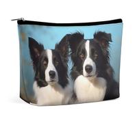 Neceser pequeño y Elegante, Espacioso, con Estampado de Border Collie, Ideal para Maquillaje. Estuche portátil Cremallera,