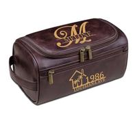 Neceser personalizado de cuero para hombre, kit de afeitado personalizado con nombre e inicial, regalo perfecto de cumpleaños, Navidad, Día del Padre para marido o papá