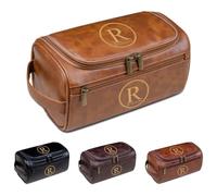 Neceser personalizado de piel sintética para hombre, nombre y texto grabados, artículos esenciales de viaje para marido, papá, padrino, regalo perfecto para el día del padre, Navidad y aniversario