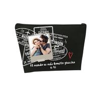 Neceser Personalizado Mujer | San Valentin | Regalo Mujer | Texto Foto | Etiqueta Interior personalida | Regalo para Dia de los Enamorados | Estuche Maquillaje Personalizado (Negro)