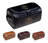 Neceser personalizado para hombre, grabado personalizado con nombre y texto, estuche de cosméticos de viaje de piel sintética para marido, papá, padrino, regalo ideal para el día del padre, Navidad y