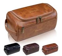 Neceser personalizado para hombre, kit de viaje con nombre personalizado, bolsa de afeitado resistente al agua con compartimentos, padrinos de boda, regalo para cumpleaños, boda, día del padre, Brown
