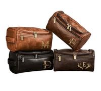 Neceser personalizado para hombres, bolsa de aseo con nombre grabado personalizado, kit de aseo de viaje de cuero, bolsa de higiene cosmética, regalo para marido, hombres, él, papá, padrinos de boda