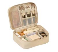 Neceser Portacosméticos Grande, Bolsa de Cosméticos de Viaje, Diseño con Cremalleras Duraderas, Dile Adiós al Desorden, asa Cómoda, Fácil Transportar(Beige)