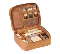 Neceser Portacosméticos Grande, Bolsa de Cosméticos de Viaje, Diseño con Cremalleras Duraderas, Dile Adiós al Desorden, asa Cómoda, Fácil Transportar(Brown)