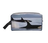 Neceser portátil con estampado de ballenas asesinas, multifuncional, ligera, de gran capacidad