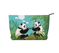 Neceser portátil con estampado de camello para caminar, de gran capacidad, de pana, con cremallera, bolsa de viaje, Dos bonitos pandas grandes, Talla única