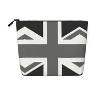 Neceser portátil con la bandera nacional del Reino Unido, cáñamo falso, bolsa de maquillaje grande, resistente al agua, bolsa de aseo de viaje