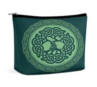 Neceser portátil con nudo celta pagano, mitología nórdica vikinga, bolsa de almacenamiento multifunción, bolsa de maquillaje de PU, organizador de papelería con cremallera para la oficina de reuniones